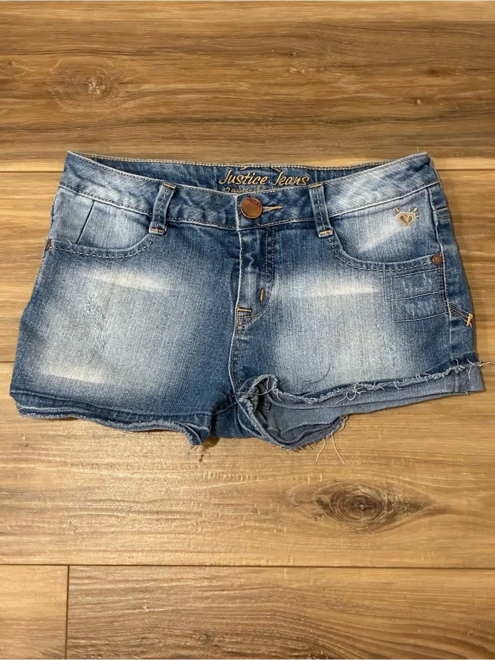 Justice Girls Denim Cutoff Light Wash Jean Shorts Size 14R